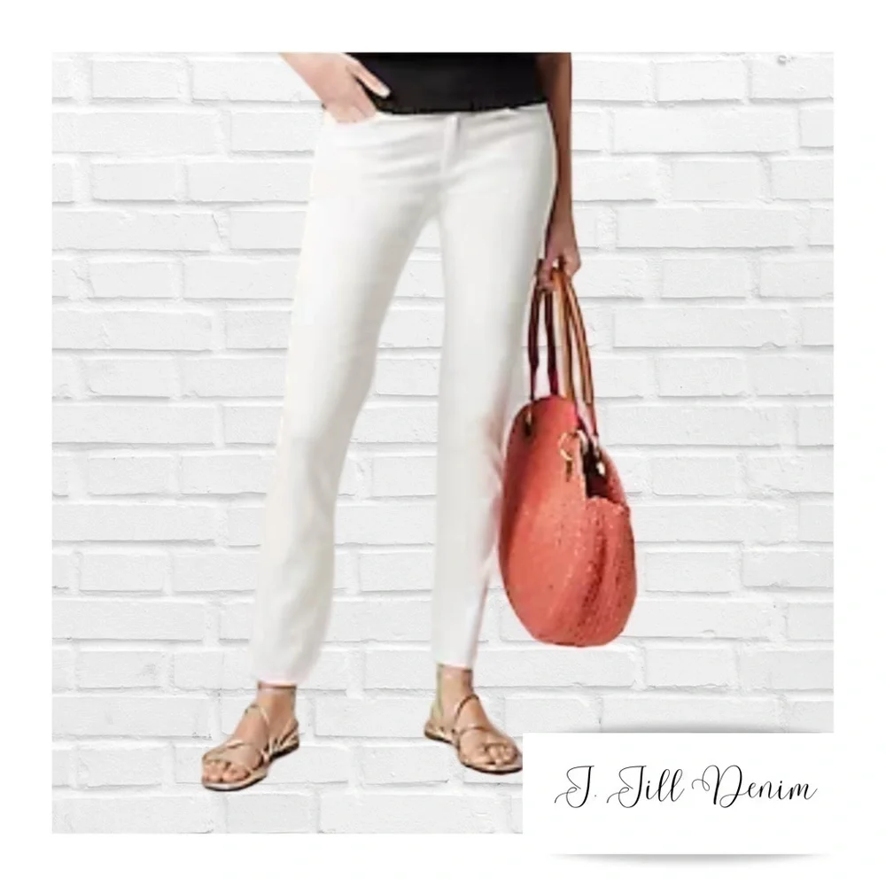 J Jill Denim Slim Fit SZ 16P Cream White Jeans Coastal Summer Vacation Classic